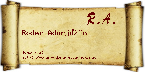 Roder Adorján névjegykártya